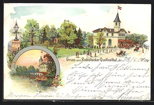 Lithographie Hamburg-Bergstedt, Gasthaus zum Rodenbecker Quellenthal