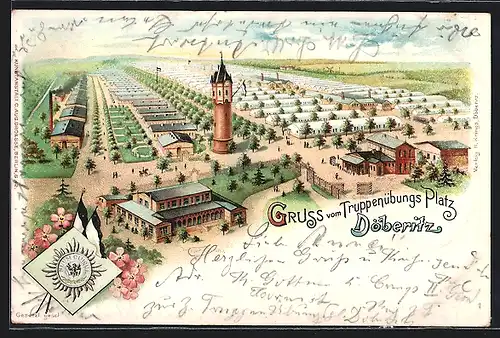 Lithographie Döberitz, Ansicht vom Truppenübungsplatz