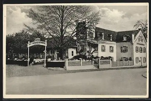 AK Königswinter, Hotel Gut Margarethenkreuz, Eingang m. Garten