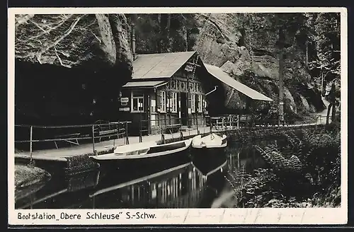 AK Hinterhermsdorf i. S., Bootsstation Obere Schleuse