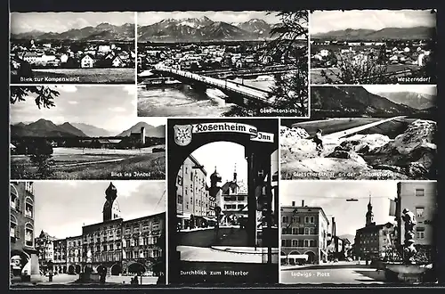 AK Rosenheim am Inn, Max-Josefs-Platz, Ludwigs-Platz, Gletscherschliff an der Inntalstrasse