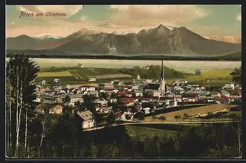 AK Prien am Chiemsee, Gesamtansicht aus der Vogelschau