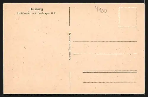 AK Duisburg, Stadttheater und Duisburger Hof