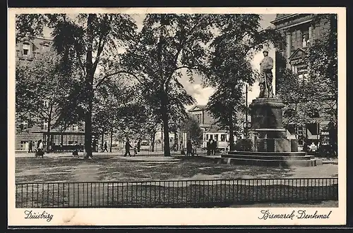 AK Duisburg, Partie am Bismarck-Denkmal