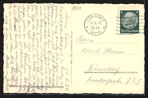 AK Traunstein, Ortsansicht mit Kirche