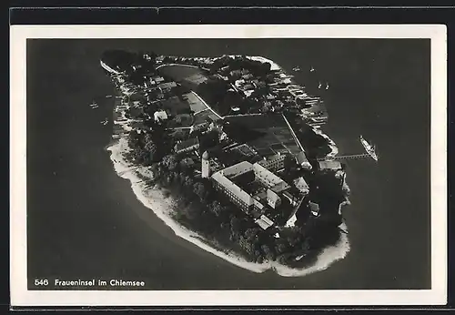 AK Fraueninsel i. Chiemsee, Blick auf die Insel, Fliegeraufnahme