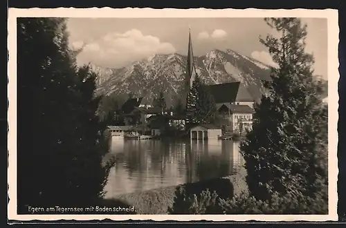 AK Egern, Tegernsee mit Bodenschneid