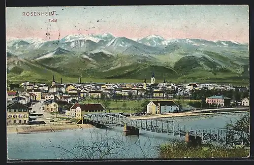 AK Rosenheim / Obb., Totalansicht mit Brücke
