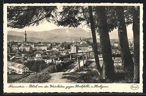 AK Traunstein, Blick von der Weinleiten gegen Hochfelln und Hochgern