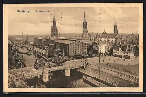 AK Duisburg, Blick auf den Hafen am Schwanentor