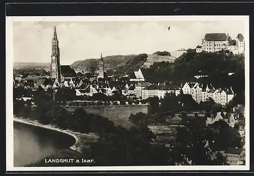 AK Landshut a. Isar, Ortsansicht mit Kirche