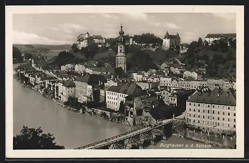 AK Burghausen / Salzach, Teilansicht an der Salzach