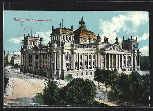 AK Berlin-Tiergarten, Reichstagsgebäude aus der Vogelschau