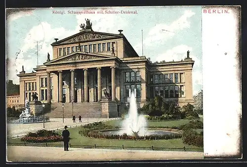 AK Berlin, Gendarmenmarkt, Königl. Schauspielhaus mit Schiller-Denkmal