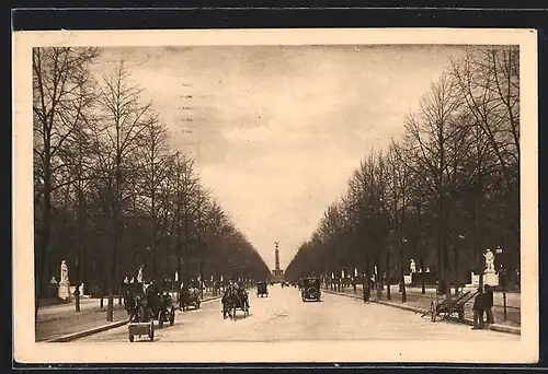 AK Berlin, Siegesallee mit Blick zu Siegessäule