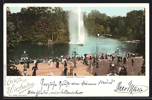 AK Wiesbaden, Blick auf die grosse Fontaine