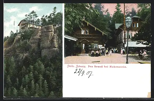 AK Hohenstein /Sächs. Schweiz, Der Brand bei Hohenstein