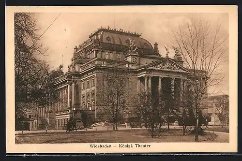 AK Wiesbaden, Königl. Theater mit Anlagen