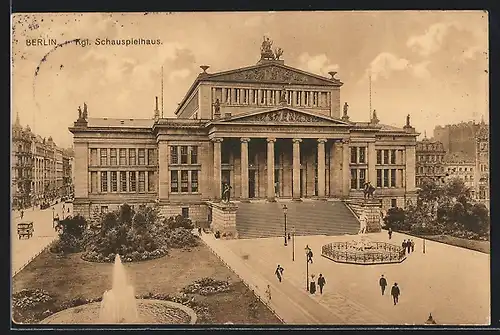 AK Berlin, Kgl. Schauspielhaus mit Anlagen und Strasse aus der Vogelschau, Gendarmenmarkt