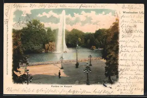 AK Wiesbaden, Fontäne im Kurpark