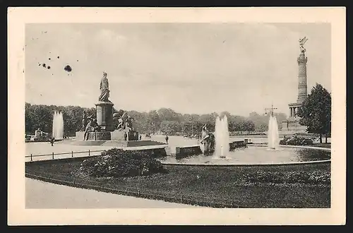 AK Berlin-Tiergarten, Ansicht von Bismarckdenkmal und Siegessäule