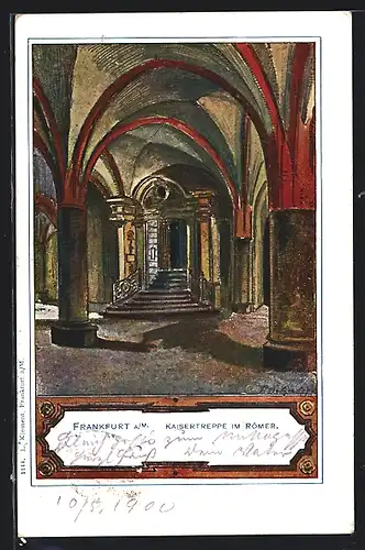 Künstler-AK Alt-Frankfurt, Kaisertreppe im Römer