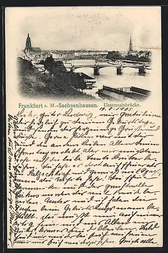 AK Frankfurt a. M.-Sachsenhausen, Panorama mit Untermainbrücke