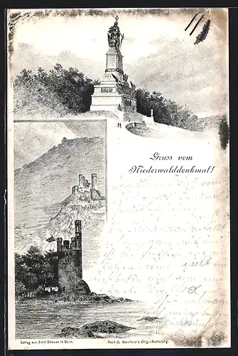 AK Rüdesheim / Rhein, Niederwalddenkmal, Mäuseturm