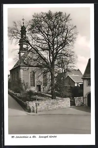 AK Wiesbaden-Schierstein a. Rh., Evangelische Kirche im Sonnenschein