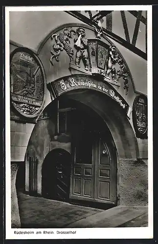 AK Rüdesheim am Rhein, Gasthaus Drosselhof, Eingang