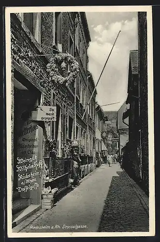 AK Rüdesheim a. Rh., Gasthaus Kelterhaus in der Drosselgasse