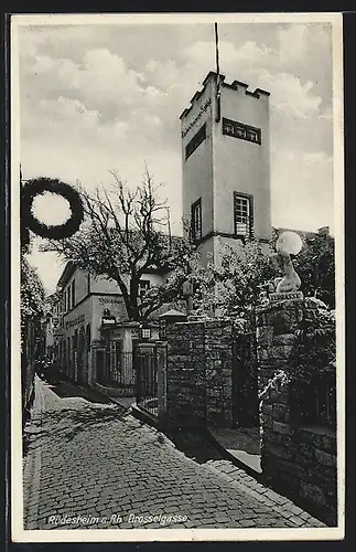 AK Rüdesheim a. Rh., Drosselgasse mit Gasthaus Rüdesheimer Schloss