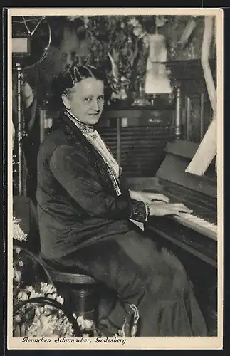 AK Godesberg, Gasthaus Lindenwirtin, Aennchen Schumacher am Klavier