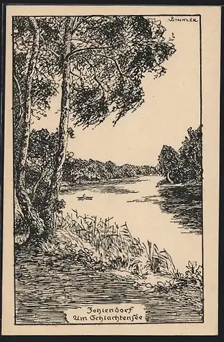 Künstler-AK Berlin-Zehlendorf, Idyll am Schlachtensee