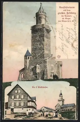 AK Feldberg i. T., Aussichtsturm und drei Gasthäuser