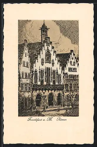 Künstler-AK Alt-Frankfurt, Partie am Römer