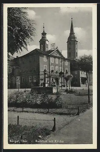 AK Bürgel /Thür., Rathaus mit Kirche