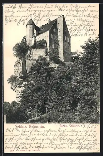 AK Hohnstein /Sächs. Schweiz, Ansicht vom Schloss