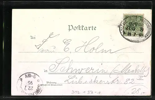 Vorläufer-Lithographie Jena, 1895, Kriegerdenkmal und Forsthaus, Burschenschaftsdenkmal, Ortsansicht