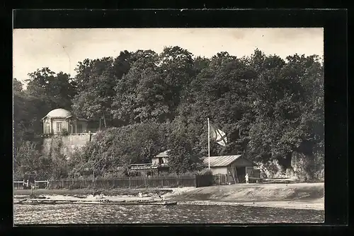 AK Aschaffenburg, Bootshaus des Ruderclubs, vom Wasser gesehen
