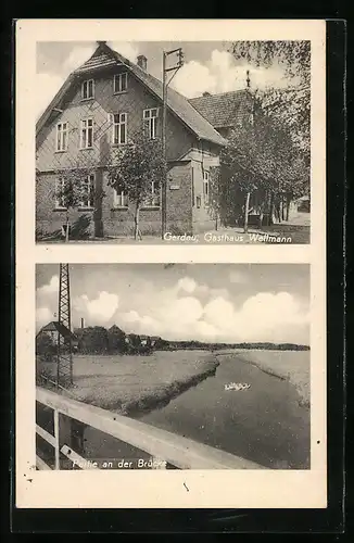 AK Gerdau, Gasthaus Wellmann, Partie an der Brücke