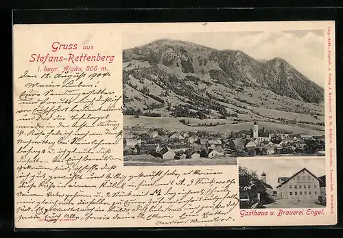 AK Stefans-Rettenberg i. bayr. Allgäu, Gasthaus und Brauerei Engel, Teilansicht