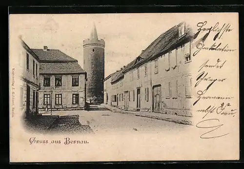 AK Bernau / Nordbahn, Strassenpartie am alten Turm