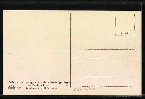 AK Grenzbauden mit Schneekoppe im Winter