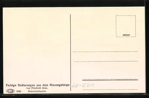 Künstler-AK Friedrich Iwan: schneebedeckte Bohnwiesbauden