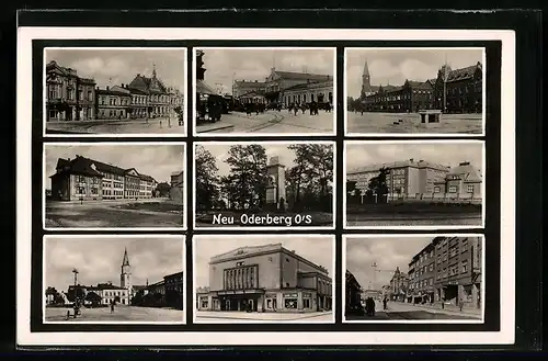 AK Neu Oderberg, Kirche, Theater, Strassenpartie