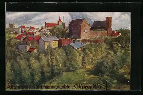 AK Allenstein, Panorama mit Burg