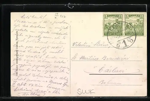 AK Trencsèn, Ortsansicht aus der Ferne