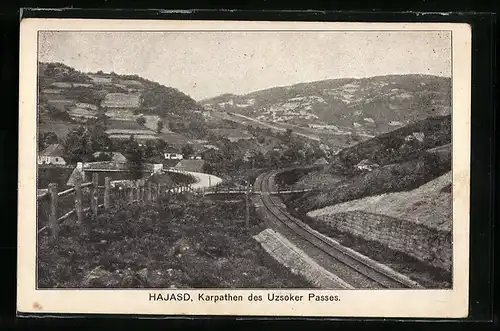 AK Hajasd, Karpathen des Uzsoker Passes, Eisenbahnschienen