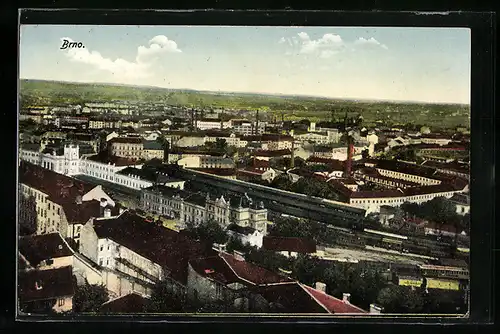 AK Brno, Stadtansicht aus der Vogelschau